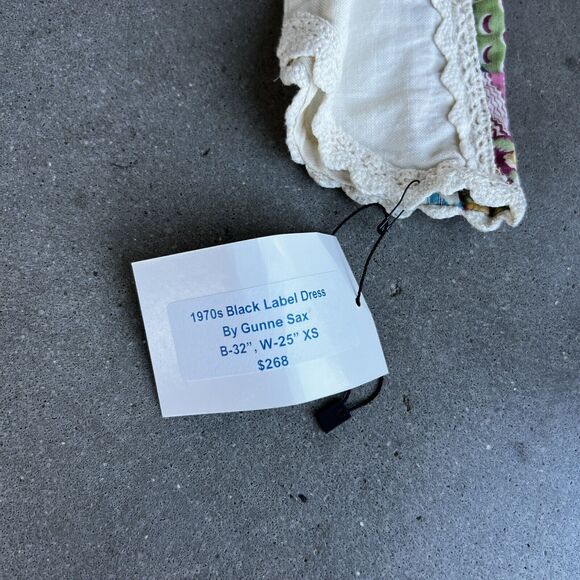 Authentic 1960’s vintage patchwork print Black Label Gunne Sax maxi dress XS - Picture 6 of 11